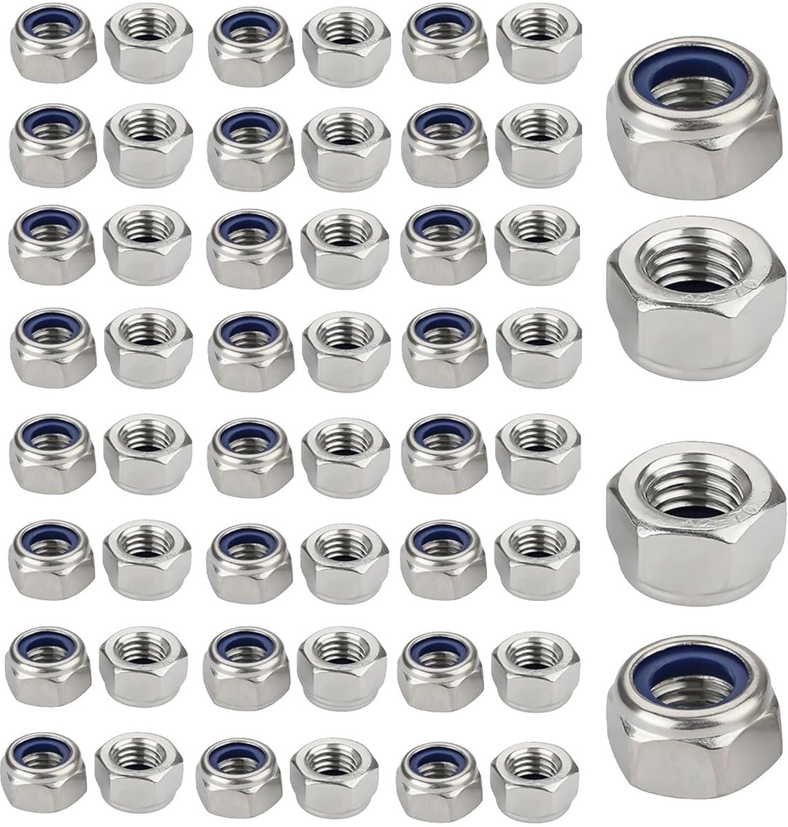 Dailygoods- Borgmoeren M5 - Zelfborgende Moeren - Roestvrij Staal - Zeskantmoeren - Set van 100 Stuks - Corrosiebestendig