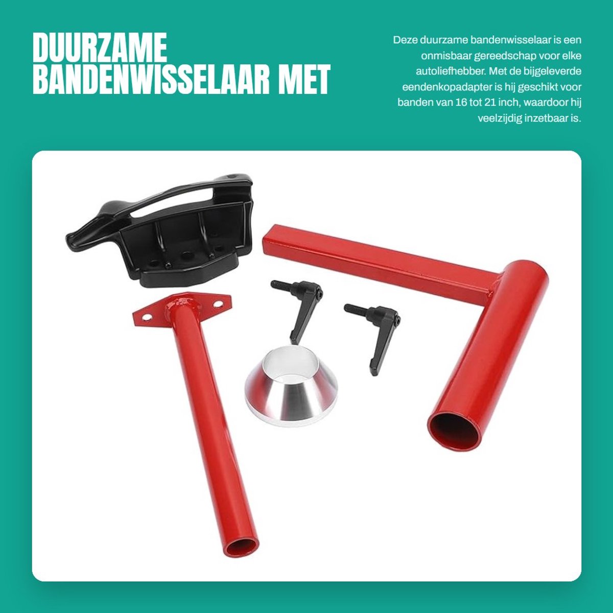 Dailygoods - Duurzame Bandenwisselaar met Eendenkopadapter voor 16-21 Inch