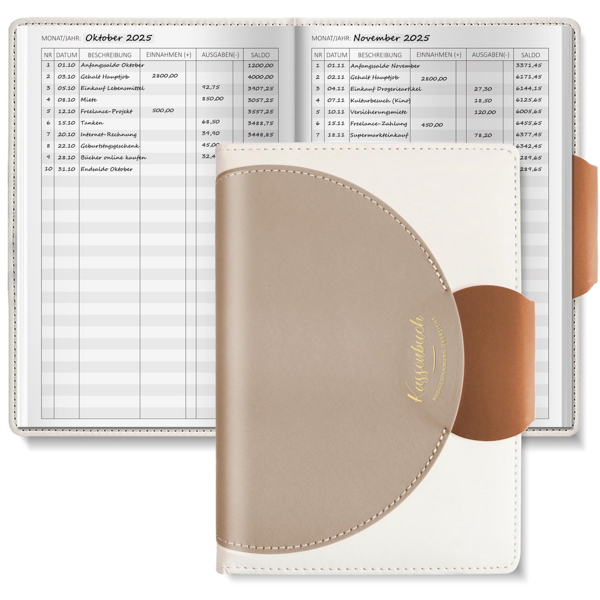 Dailygoods- Kassenboek Eenvoudig Geld Beheren - Planner - Boekhoudboek - Overzichtelijke Structuur - Ruimte voor Inkomsten/Uitgaven - Gestreept Ontwerp