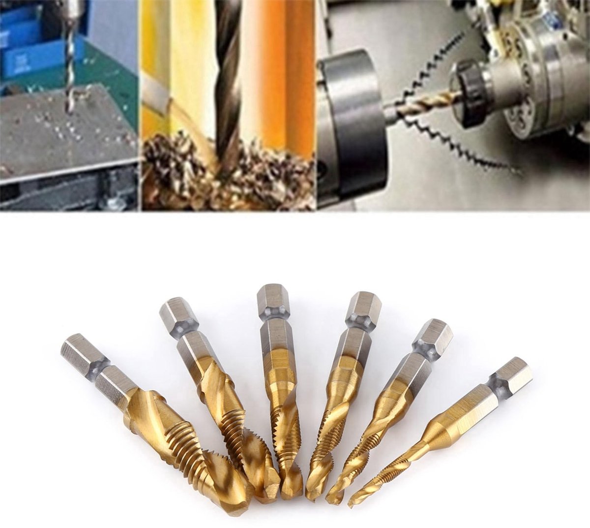 Dailygoods- Metaalborenset 6-Delig - HSS Borenset - Schroefdraadborgmiddel - Metrische Spiraalborenset - Roestvrij Staal - Gietijzer/Koper/Aluminium - Schroefdraadboor