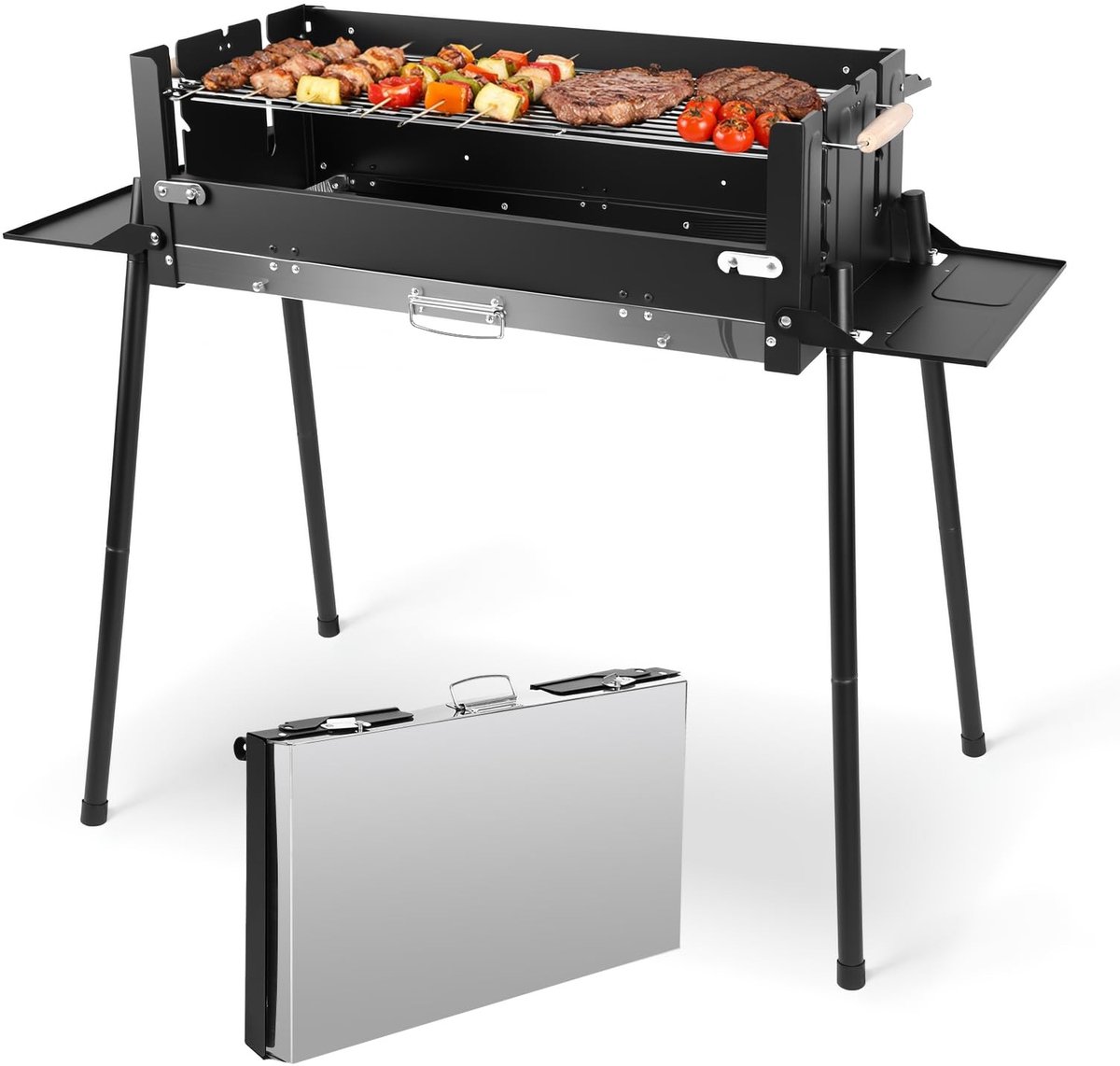 Dailygoods- Campinggrill Opvouwbaar - Draagbare Houtskoolgrill - Grillrooster - Tafelgrill - Picknickgrill - Compact 103,4 x 53 cm - Barbecue