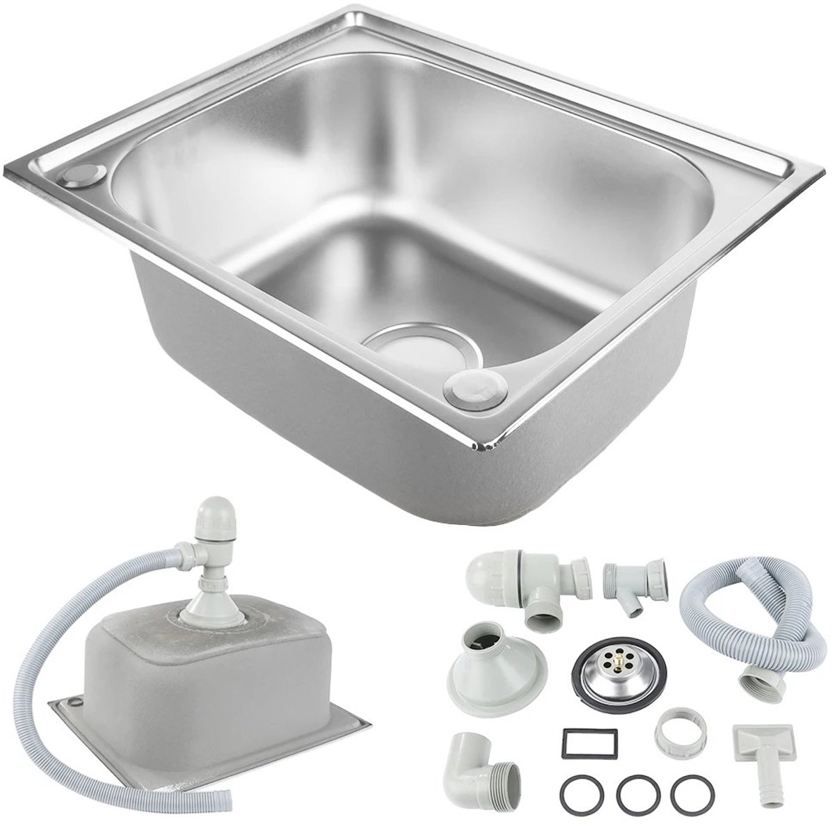 Dailygoods aanrecht, wastafel, inbouw spoelbak, roestvrijstalen spoelbak, draagbaar handwasstation, voor garage, tuin, k