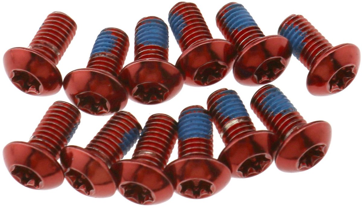 Dailygoods- Schijfrem Rotor Set van 12 Stuks - M5 x 10 mm Bouten - Rode Kleur - Staal - Geschikt voor Mountainbike - Hoge Kwaliteit - Rembouten