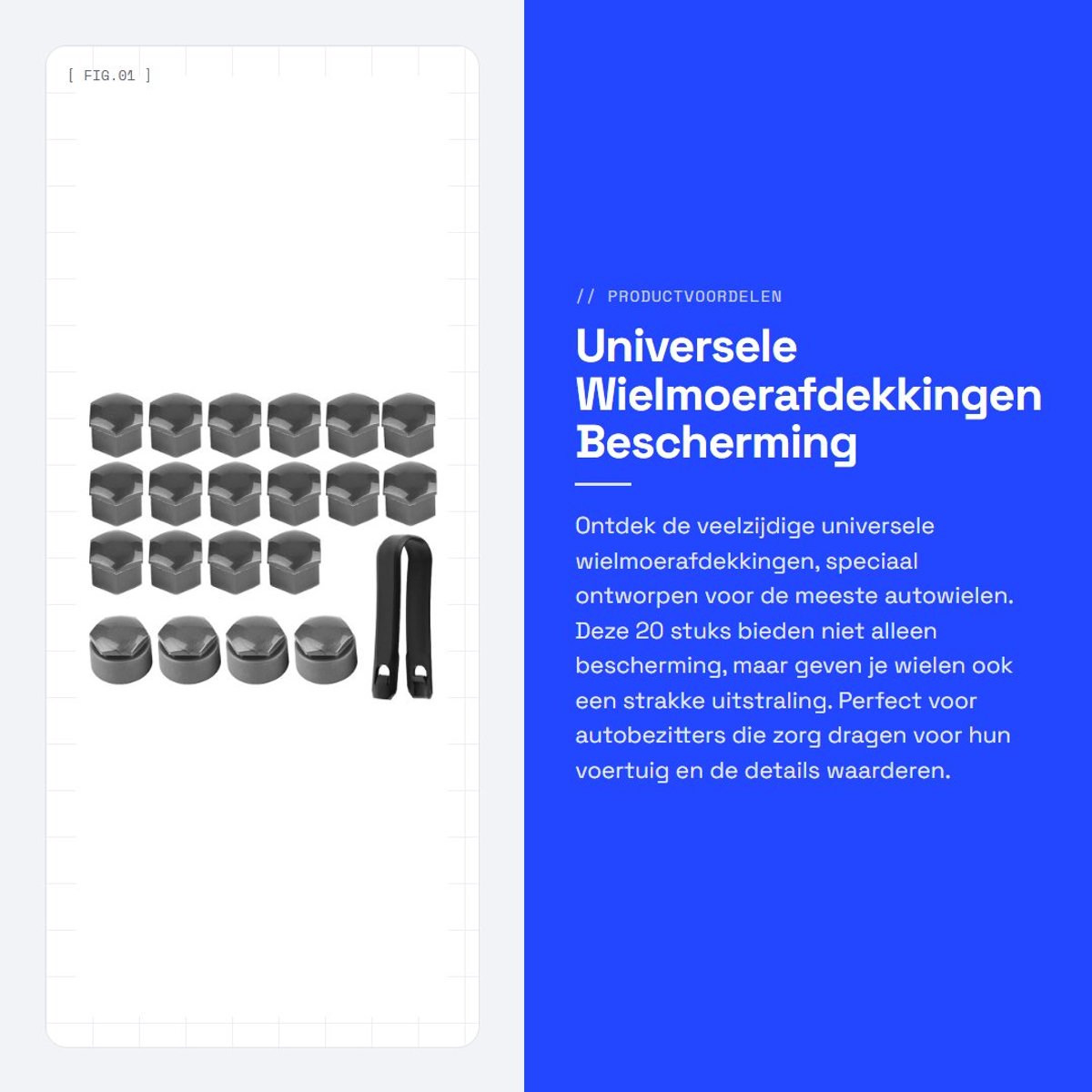Dailygoods- Wielmoerafdekkingen 20 stuks - 17 mm - Wielmoerdoppen - Schroefbeschermer - Hoogwaardig PA66 nylon - Slijtvast en duurzaam - Wielmoerdop