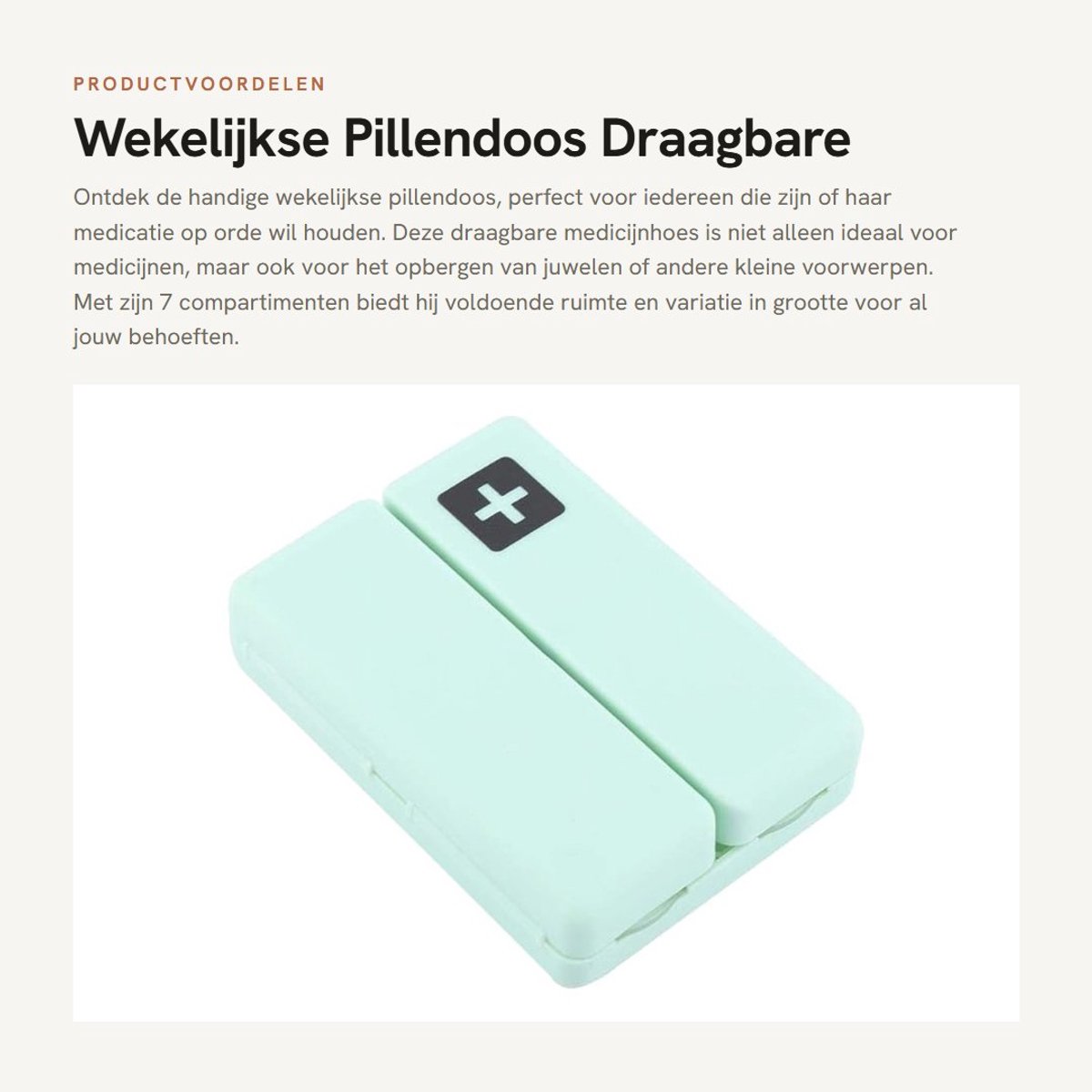 Dailygoods- Pillendoos 7 Dagen - Opvouwbaar - 7 Compartimenten - BPA-vrij - Magnetisch - Duurzaam PP-materiaal - Medicijnhouder