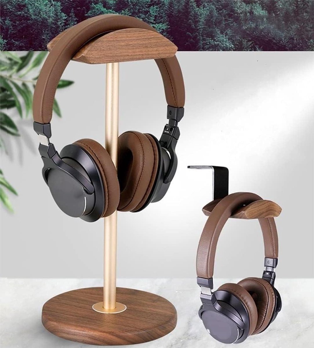 Hoofdtelefoonstandaard - Headset houder - Bureau organiseren - Antislip ontwerp - Compact formaat - Houtkleur