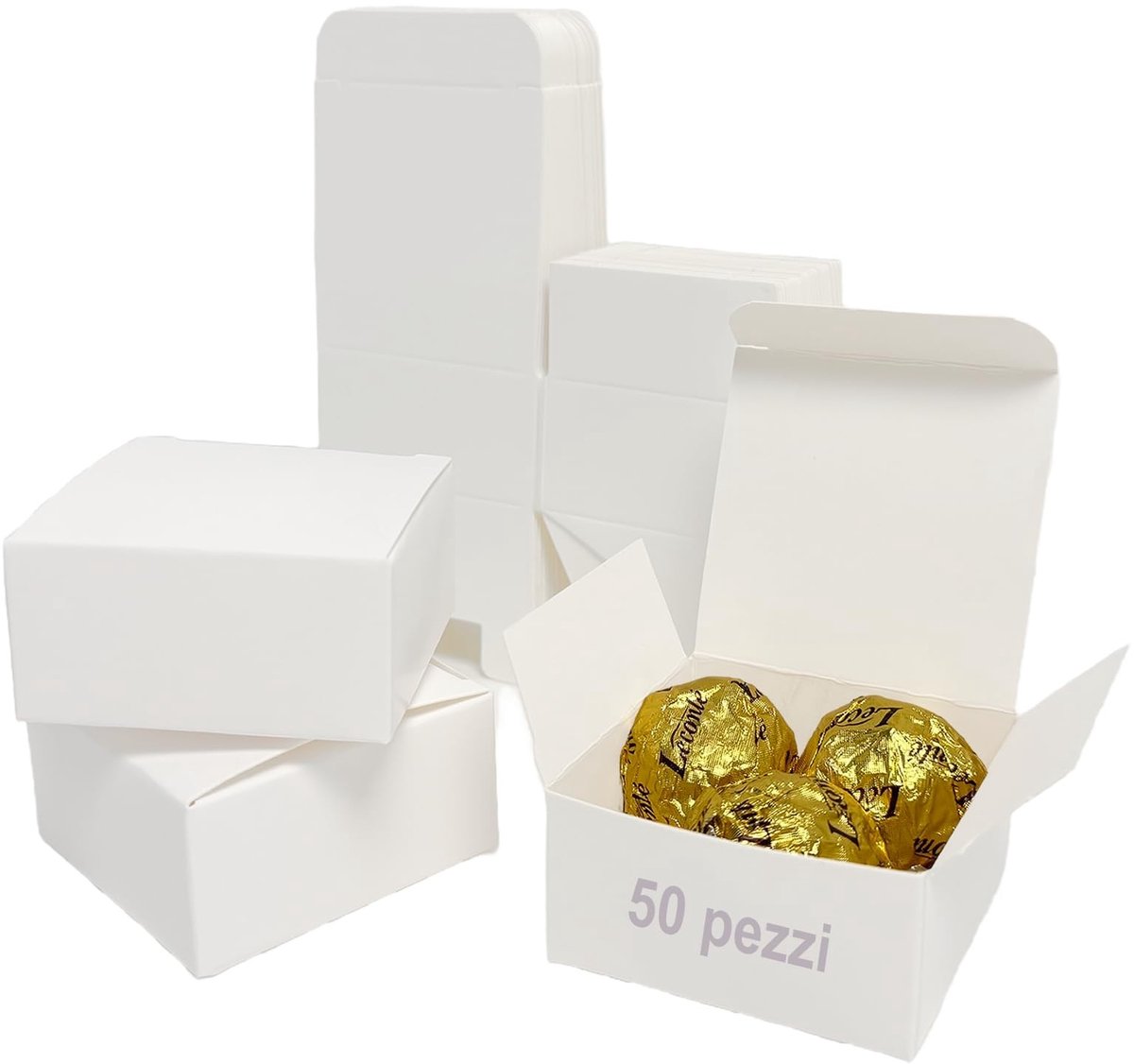 Solidchoice- Dozen Geschenken 50 Stuks - Kraftpapier - Vierkante Dozen - Eenvoudig te Monteren - Milieuvriendelijk - 6 x 6 x 3 cm - Geschenkdozen