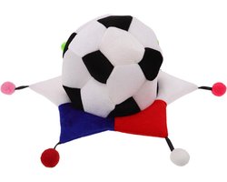 Pluche Voetbalhoed - Fanpet Feest - Team Aanmoedigen - Opvouwbaar Ontwerp - 34x31x31 cm - Multicolor