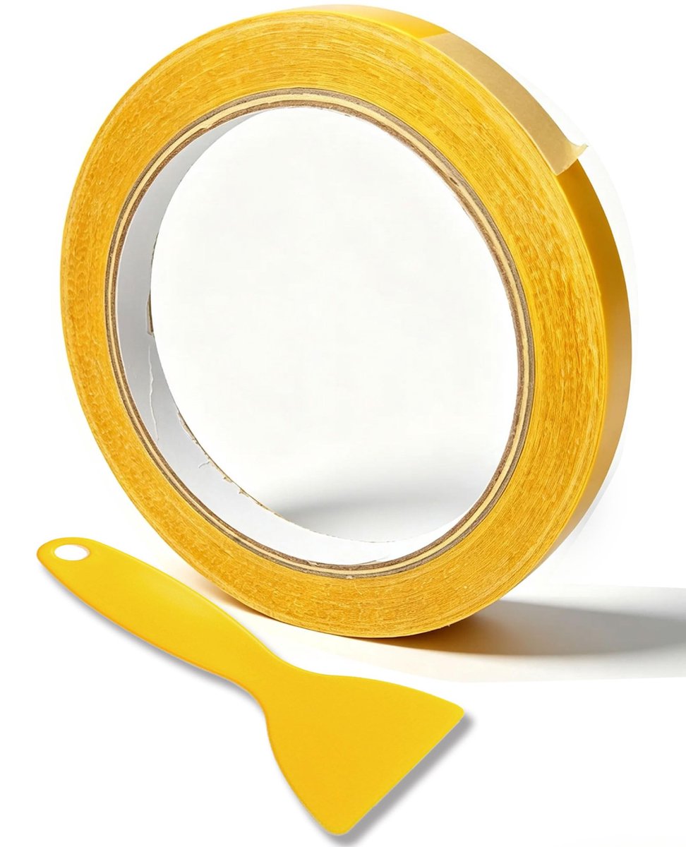 Dailygoods- Dubbelzijdig Plakband Dun - 10 mm x 10 m - Ideaal voor Knutselen - Plinten/Behang - Vlakke Toepassing - Onzichtbaar - Tape