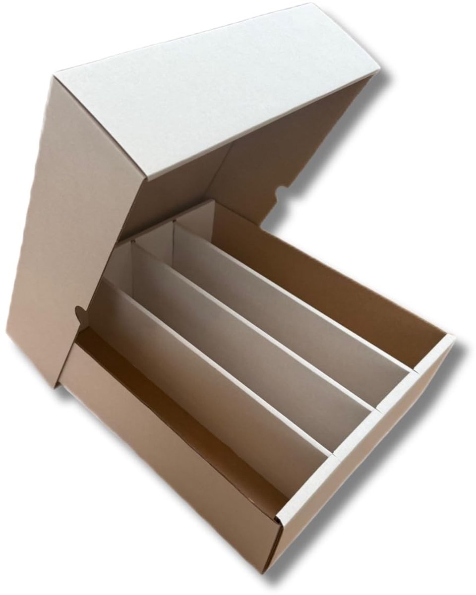 Dailygoods- Kaartopslagbox voor 3.200 tot 4.500 kaarten - Ruime Opbergbox - Vier Vakken - Veilig en Compact - Perfect voor Verzamelaars - Kaartenopslag