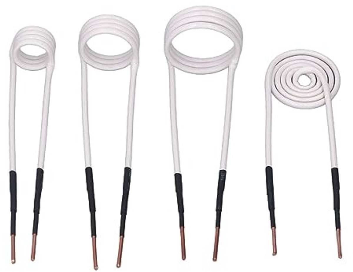 Dailygoods- Inductieverwarmingspoelen 4-delig - Messing - Hittebestendig tot 1200°C - Gereedschapskist - Draagbaar - Diverse diameters - Inductiespoelen