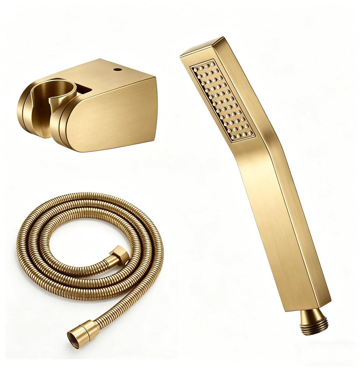 Dailygoods- Douchekop Hogedruk - Doucheslang 1,5 m - Douchehouder Messing/ABS - Kalkafstotende Sproeiers - 360° Draaibaar - Roestvrij Staal - Handdouche