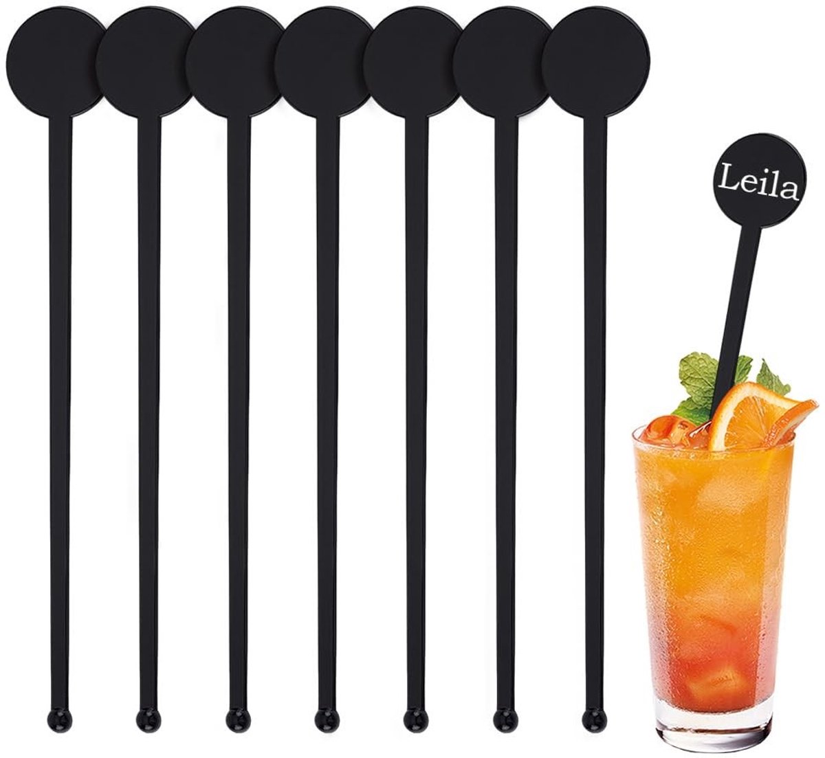 Dailygoods - Cocktail Swizzle Sticks - Drank Roerstaafjes - 100 Stuks - 7,3 Inch - Perfect voor Feesten - Geschikt voor Thuis en Horeca - Plastic
