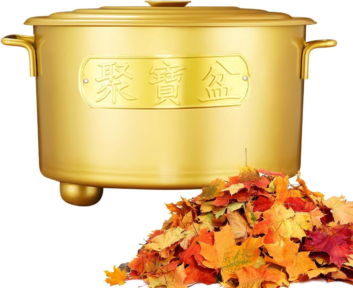 Vuurvat - Brandemmer Oven - Afval Verbranden - Hittebestendig Metaal - 27x27x27 cm - Goud