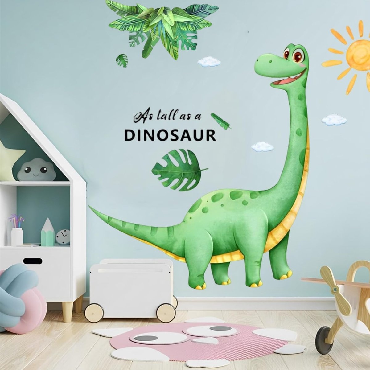 Dailygoods- Muurstickers Jungle Dinosaurus - Muurdecoratie Kinderkamer - Muurstickers Slaapkamer - Muurdecoratie Babykamer - Duurzaam Vinyl - Eenvoudig aan te brengen