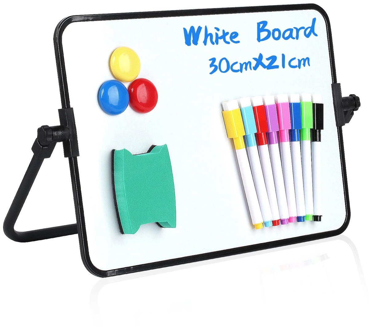Dailygoods - Dubbelzijdig A4 Whiteboard met Accessoires - Droog Afwasbaar