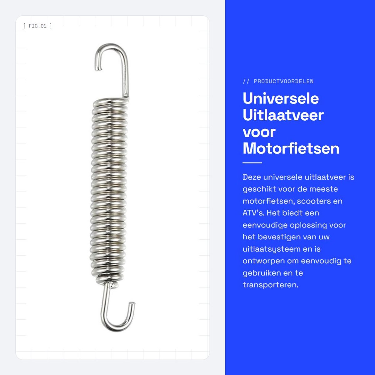 Dailygoods- Uitlaatveer Universeel 80mm - RVS - Motorfiets/Scooter/ATV - Duurzaam - Hoge Temperatuur - Corrosiebestendig
