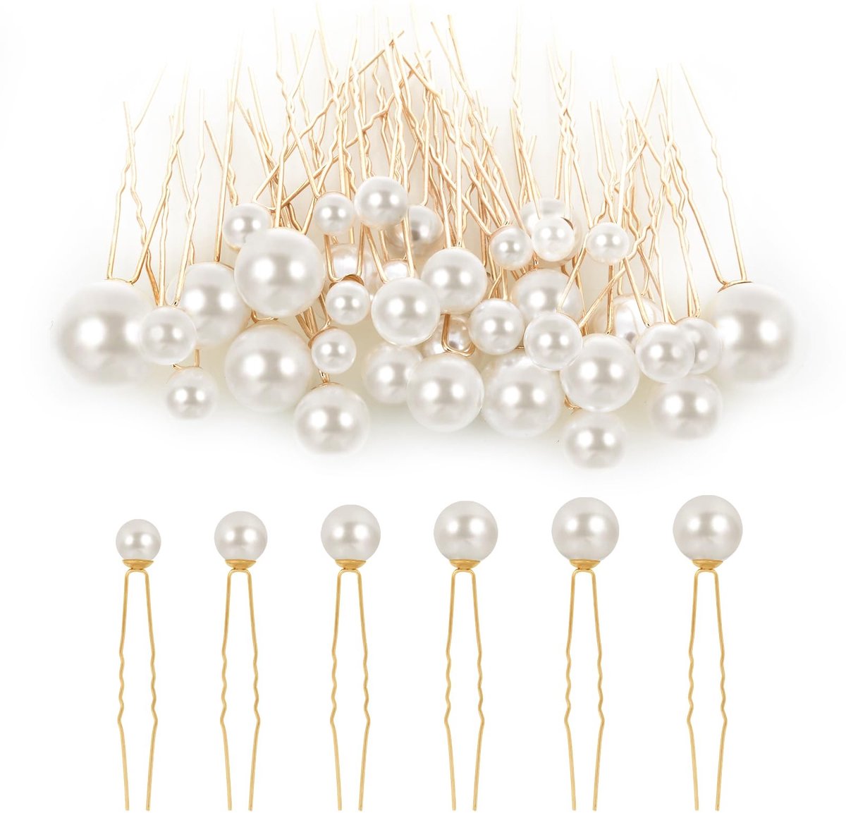 Dailygoods- Haarspeld 36 Stuks - U-vormige Bruidshaarspeld - Parel Haarspeld - Elegant Haarsieraad - Goud - Geschikt voor Lang Haar