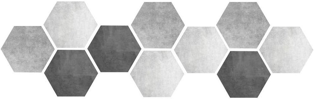 Waterdichte en antislip hexagonale zelfklevende grijs-witte keramische tegelstickers voor muur en vloer - 10 stuks trendy decoratie voor thuis