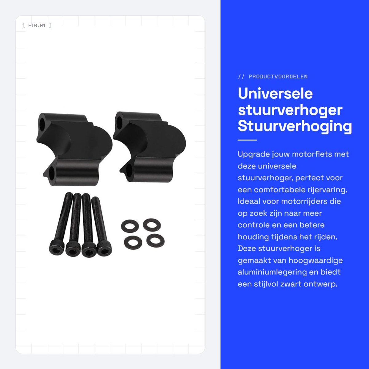 Dailygoods - Universele stuurverhoger - Stuurverhoging motorfiets - Aluminiumlegering - Zwart - 7/8 inch - Geschikt voor Victory - 22 mm