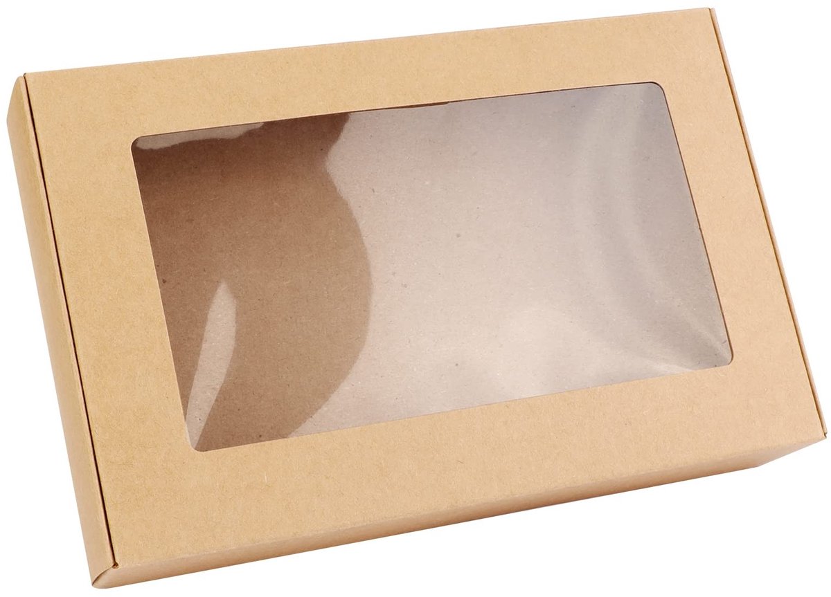 Solidchoice- Candy Boxes 12 Stuks - Kraftpapier - Lege Verpakkingsdozen - Met Raam - 18x11,5x3,3 cm - Geschikt voor Feestjes