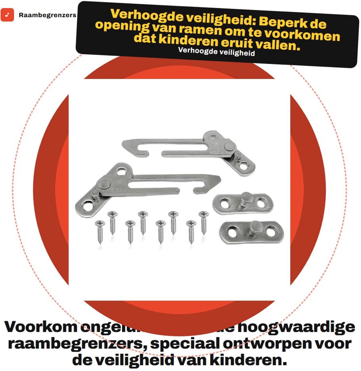 Solidchoice - Raambegrenzers - Kinderveiligheidssloten - Veiligheid voor Kinderen - Zilver - Raambegrenzer Haak - Geschikt voor Thuis - Kleur: Zilver