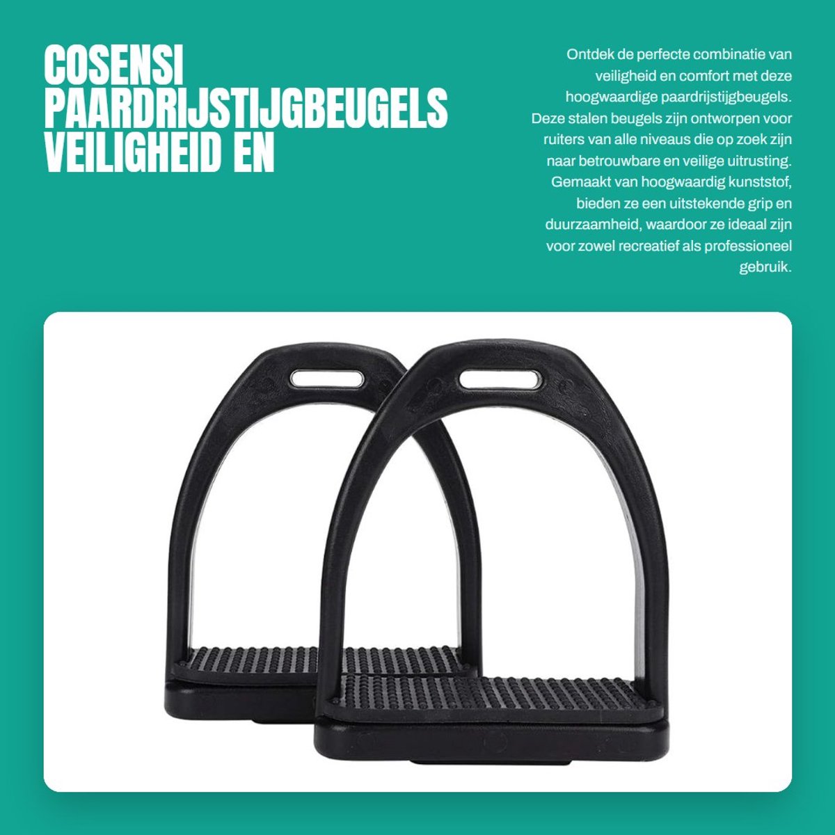 Solidchoice- Paardenstijgbeugel Hoge Weerstand - 2-delige Set - Antislip Kunststof - Veiligheidsstang - Hoogwaardig Materiaal - Gewicht 345-555g - Stijgbeugels