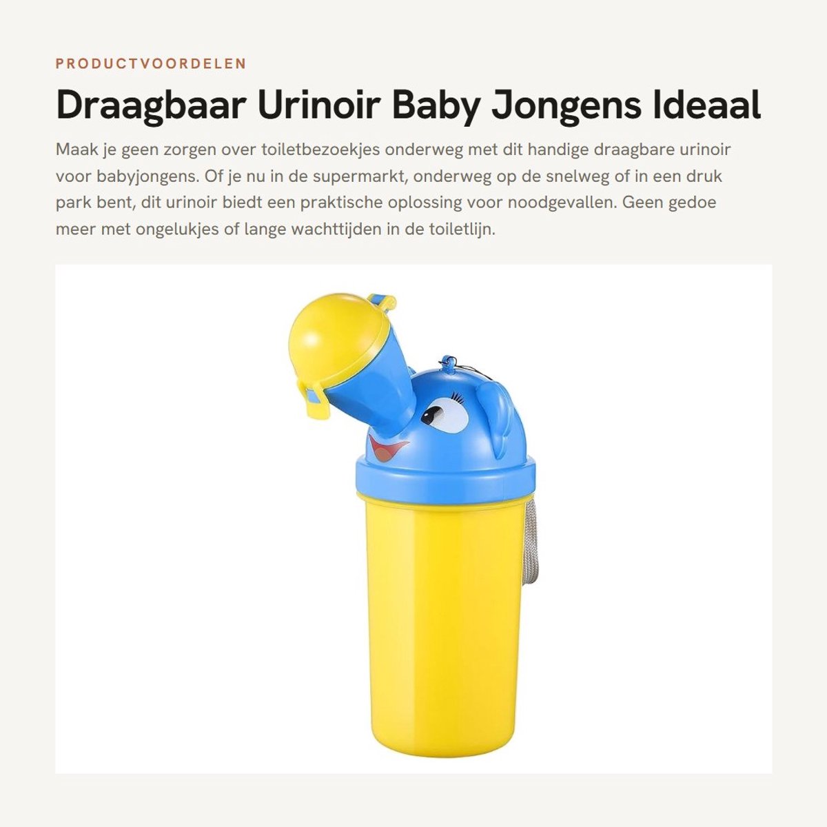 Solidchoice - Draagbaar Urinoir Baby Jongens - Ideaal Voor Noodgevallen - Compact Formaat - Voorkomt Ongemak - Geschikt Voor Openbare Plaatsen