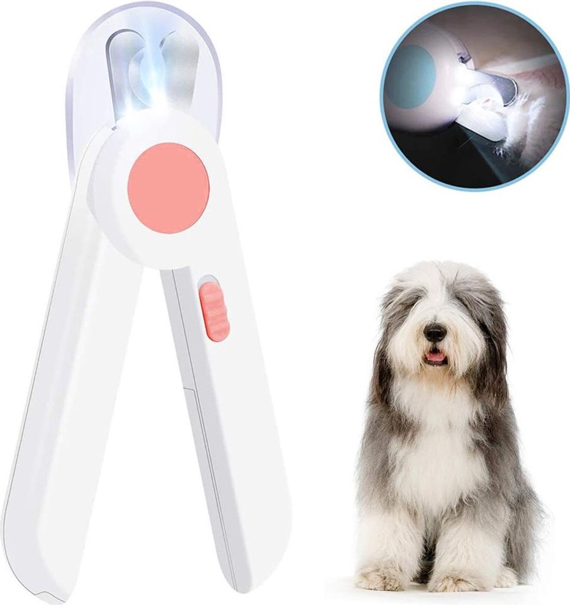 LISM-Nagelknipper en -trimmer voor honden en katten, met een LED-lampje om te voorkomen dat de nagels te kort worden geknipt, inclusief nagelvijl en scherpe mesjes, geschikt voor thuisgebruik - roze.