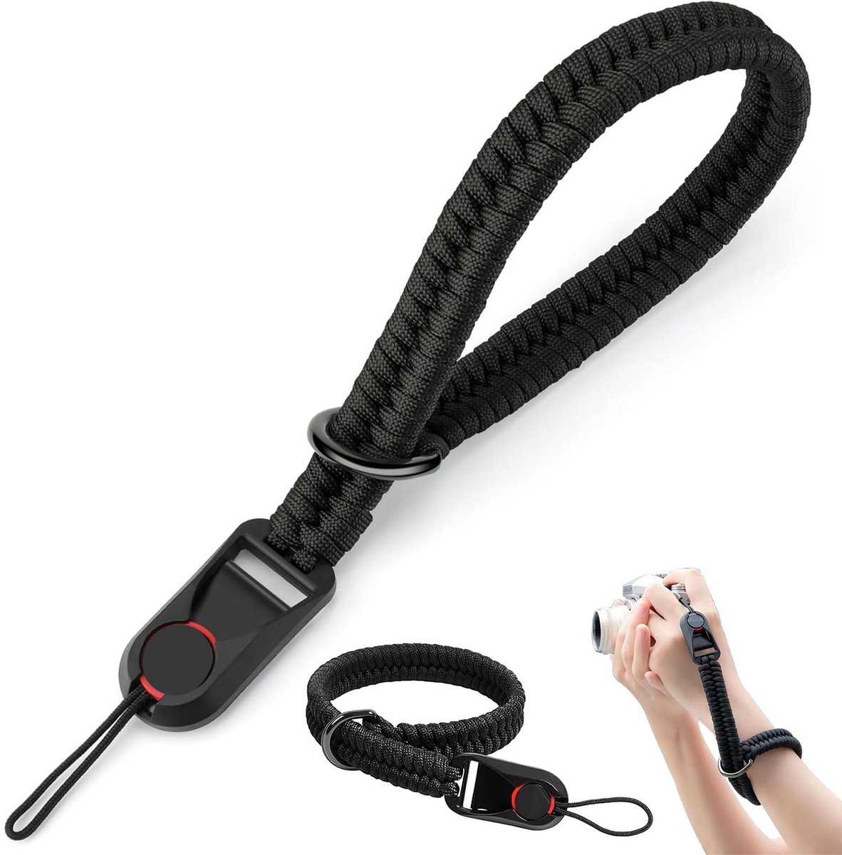 Dailygoods - Verstelbare Camera Polsband - Snelsluiting voor Camera's - Zwart