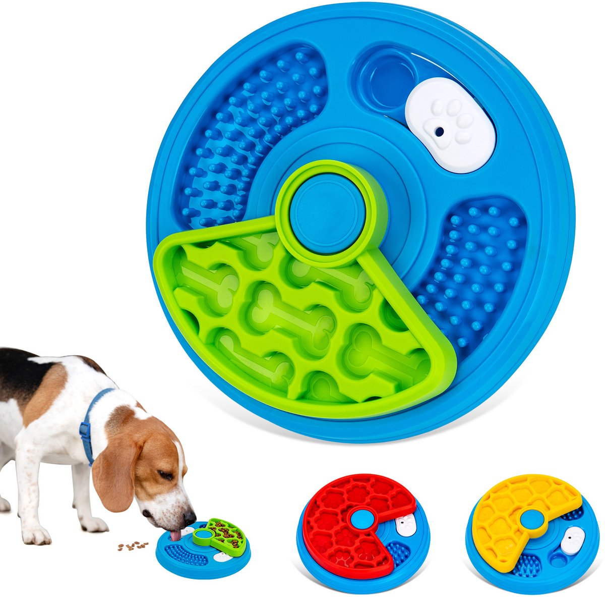 Slow Feeder Hond - Anti Schrokbak - Likmat Hond - Interactieve Voerpuzzel - Draaiende Voerbak - Intelligentie Speelgoed Voor Honden - Groen