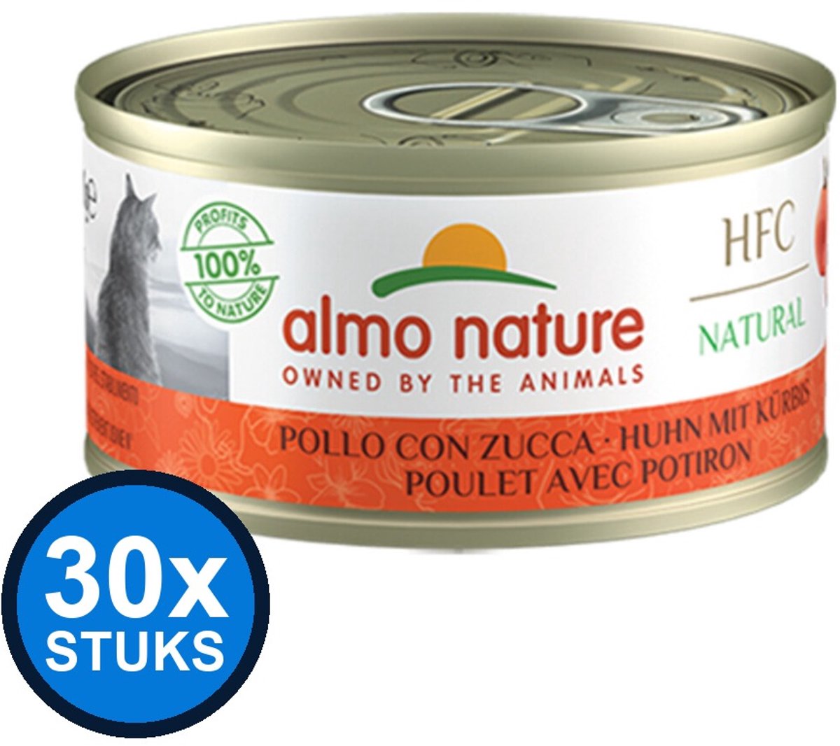 30x Almo Nature HFC - Kip & Pompoen - Kattenvoer Natvoer - 70g