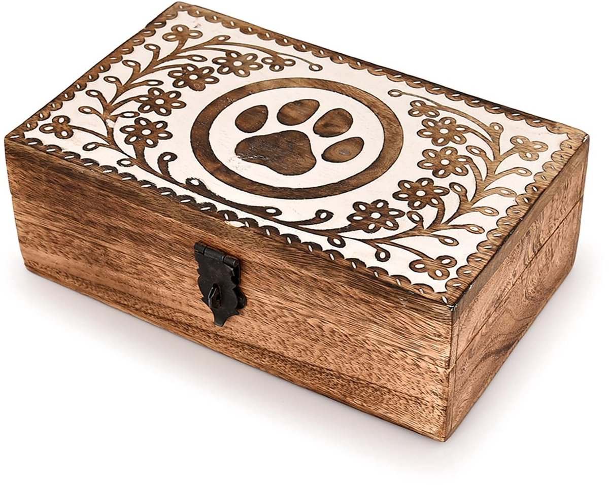 Dailygoods- Sieradendoosje Handgemaakt - Mangohout - Decoratieve Opbergbak - Multifunctionele Snuisterijdoos - 8"x5"x3" - Uniek Design - Juwelendoos