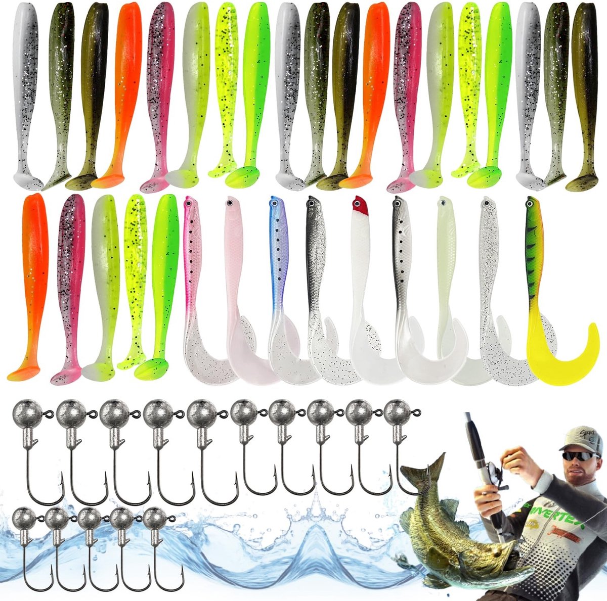 Dailygoods- Visaas 48 Stuks - Jig/kunstaas - Jighaken 1 g/1,8 g/2,5 g - Geschikt voor Snoek/Snoekbaars - Rijke Kleuren - Gemakkelijk te Dragen