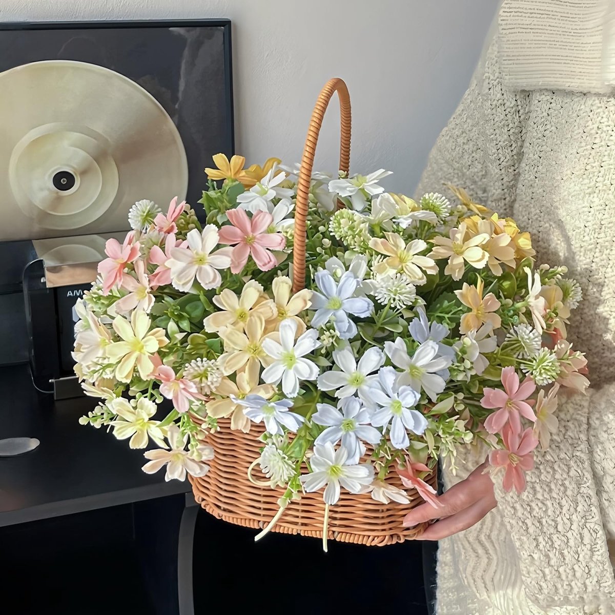 Dailygoods- Kunstbloemen 6 Stelen - Veelkleurige Madeliefjes - Zijdebloemen Voor Buiten - Bruiloft/Feest - Onderhoudsarm/Duurzaam - Flexibele Stelen - Nep Bloemen