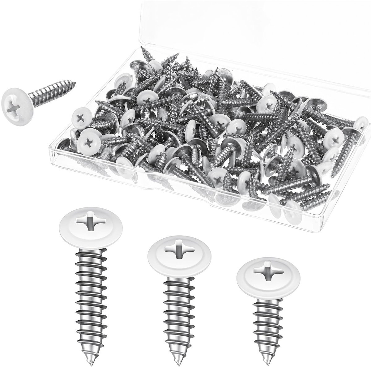 Dailygoods- Houtschroeven 120 stuks - Zelftappende Schroeven - M5 x 15/22/26 mm - Koolstofstaal - Ronde Kop - Praktische Set