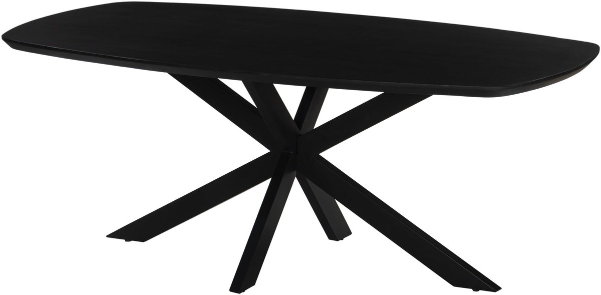 Eettafel deens ovaal mangohout 200cm Jordan zwart ovale tafel duurzaam mango eetkamertafel