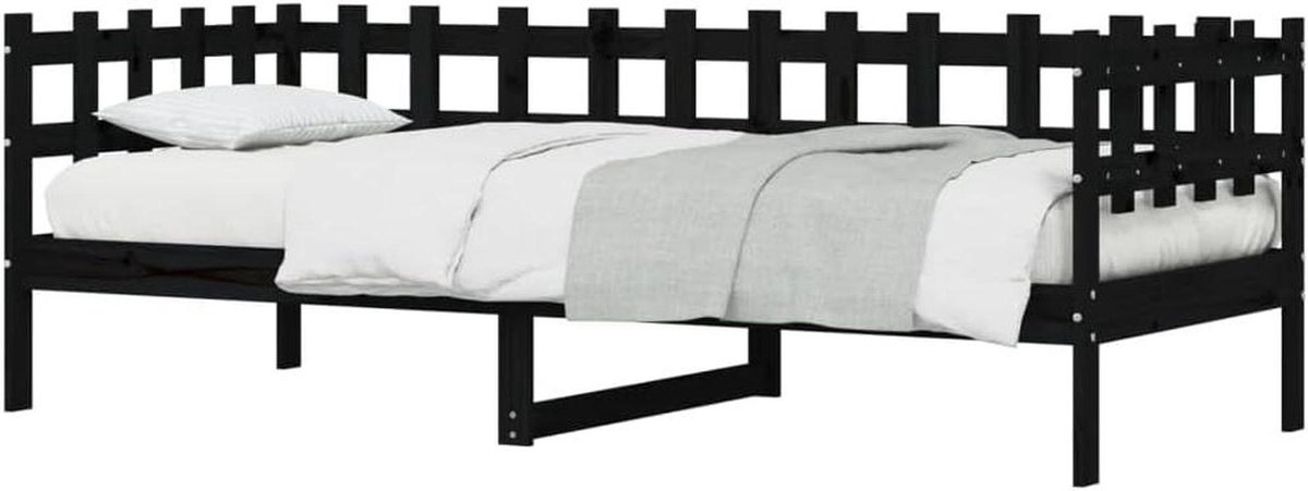 Houten Dagbed - Slaapbank - Ontspannen en Slapen - Massief Dennen Hout - 90x190 cm - Zwart