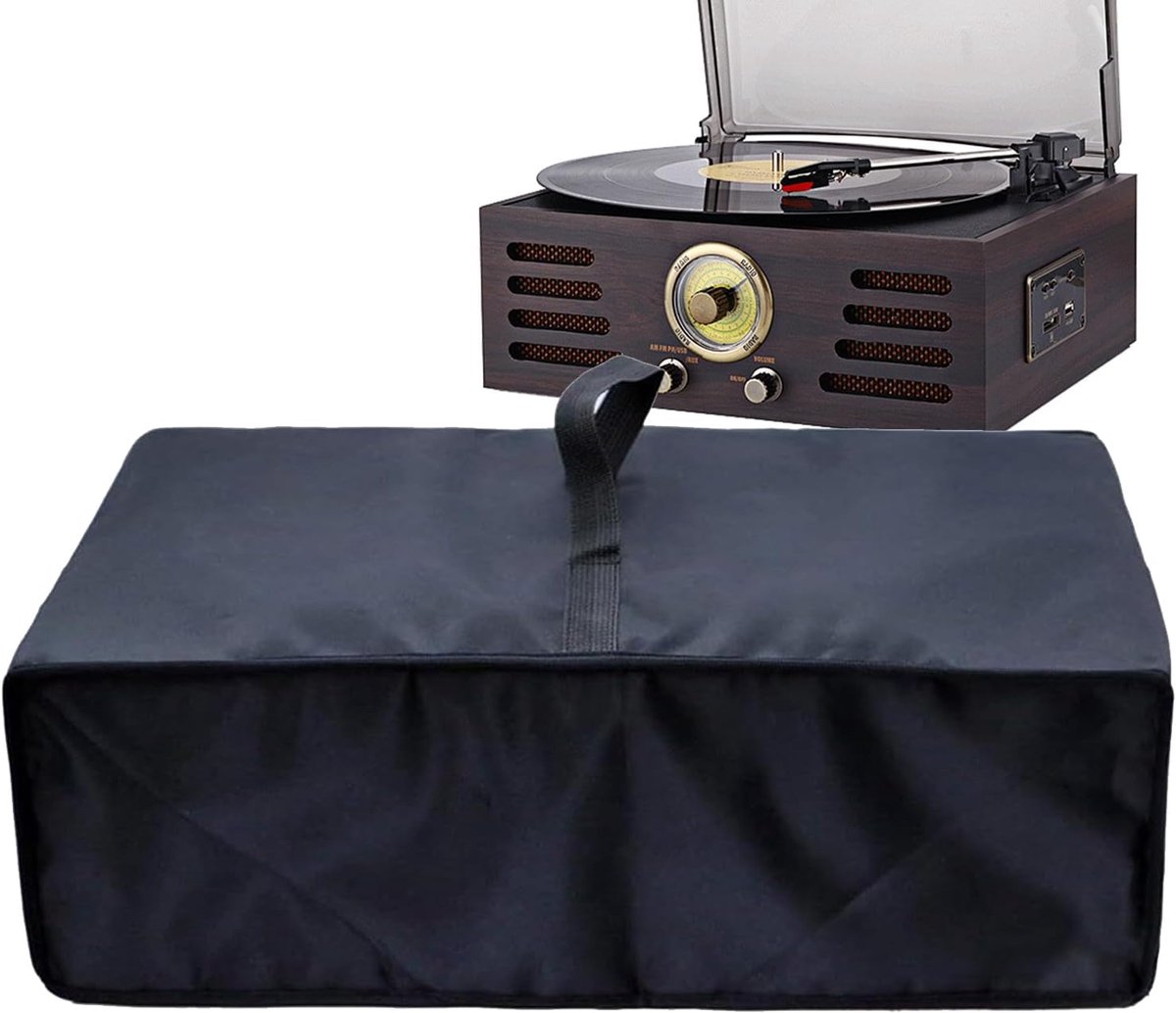 Platenspeler Hoes - Draaitafel Beschermhoes - Stofvrij Houden - Waterdicht Oxforddoek - 48x40x17 cm - Zwart