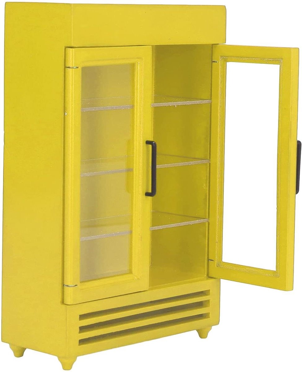 Miniatuur Koelkast - Poppenhuis Meubel - Poppenhuis Inrichting - Sterk Gesimuleerd - Schaal 1:12 - Geel