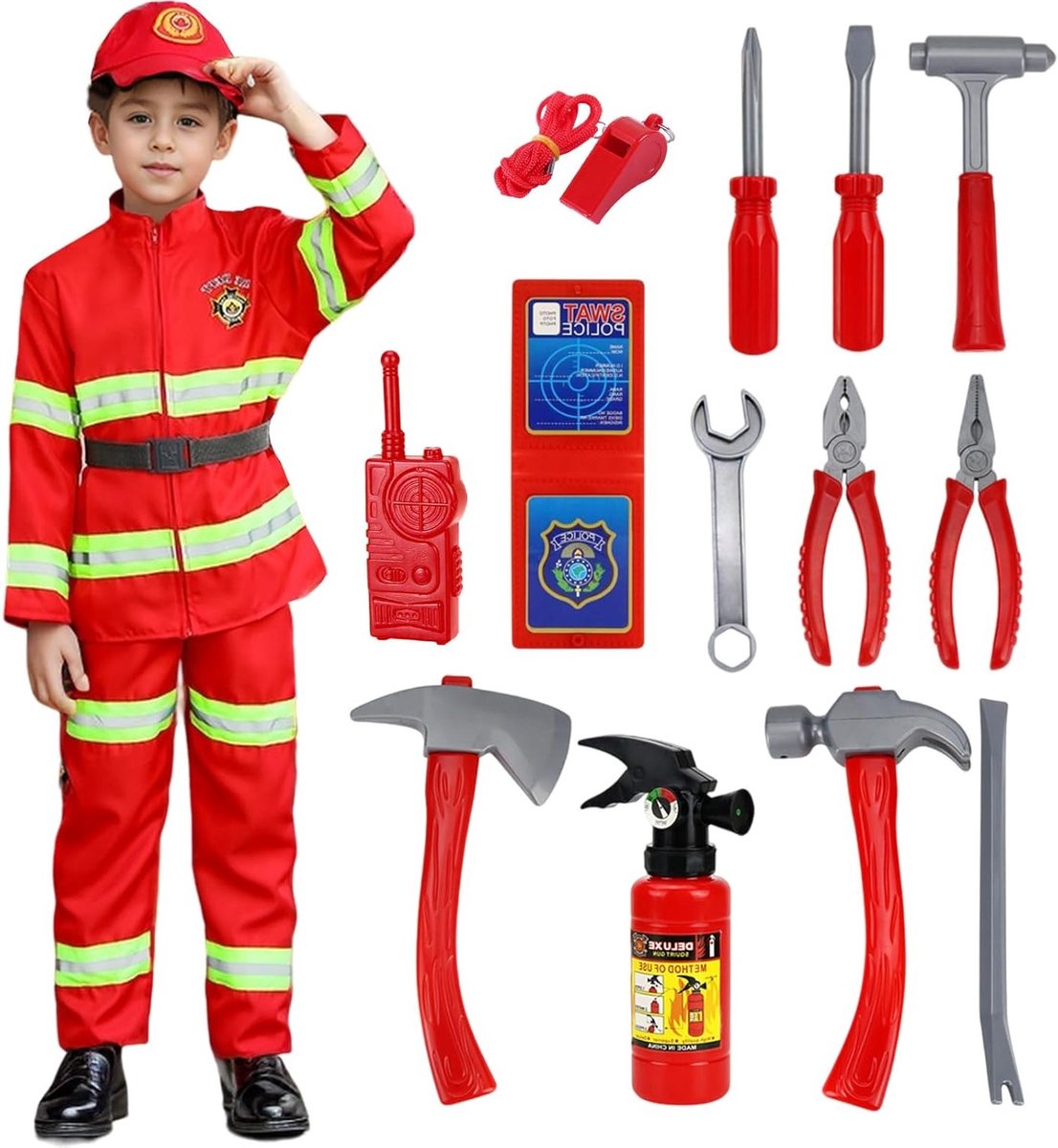 Kinderbrandweerman Kostuum voor Carnaval - Feestoutfit voor Kinderen, Cosplay en Themafeest
