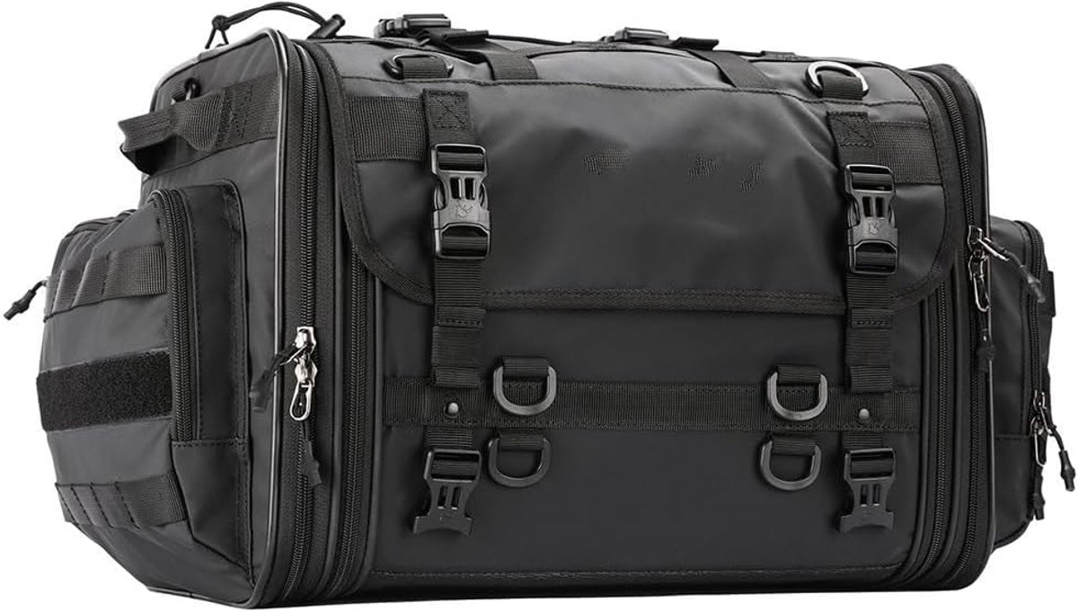 Motorfiets Achtertas - Zadeltas Bagage - Motor Reizen - Waterdicht Uitbreidbaar - 20L tot 60L - Zwart