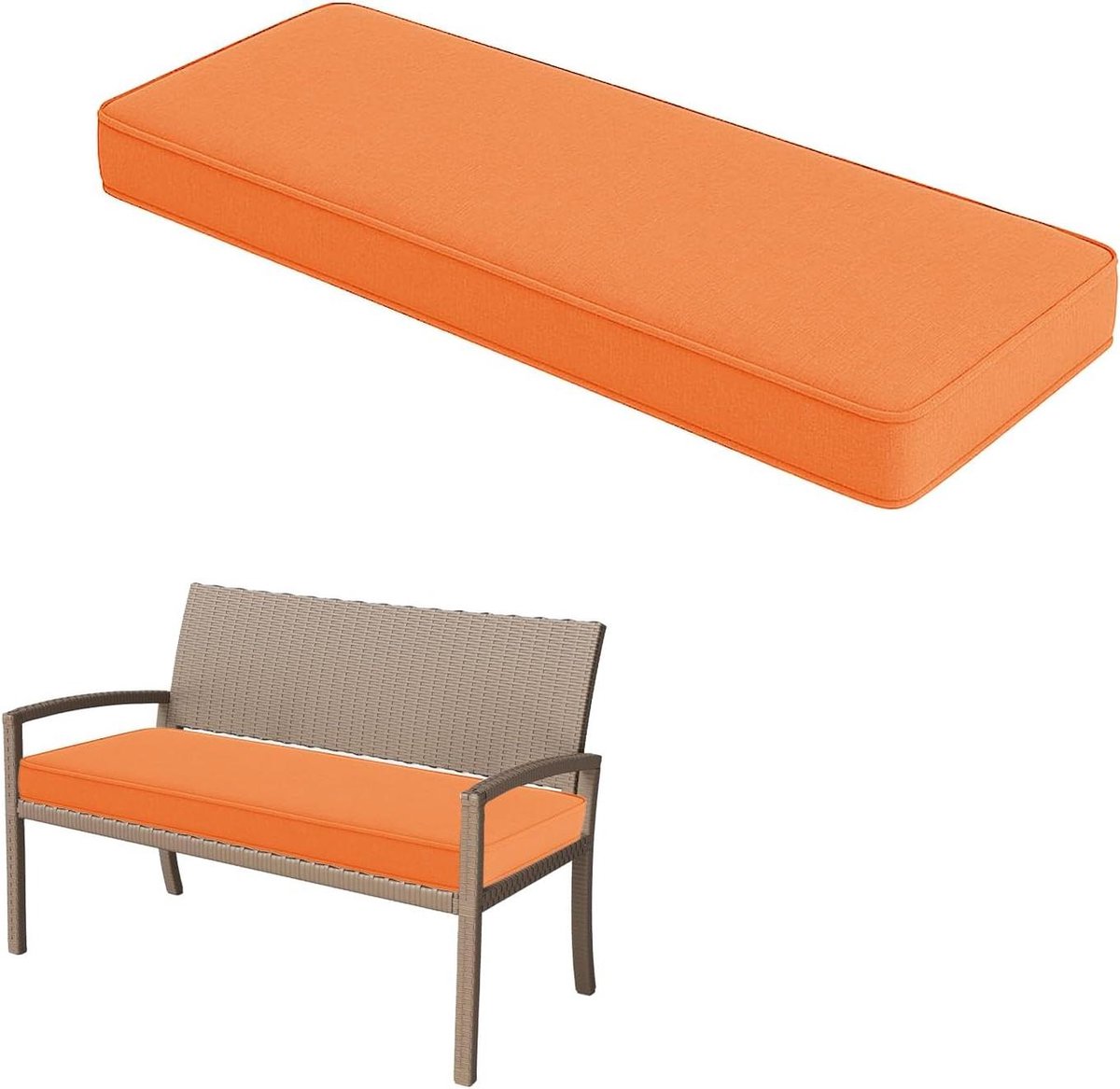 Bank Kussens - Zitkussens - Buiten Ontspannen - Antislip Bevestiging - 190x50x5cm - Oranje