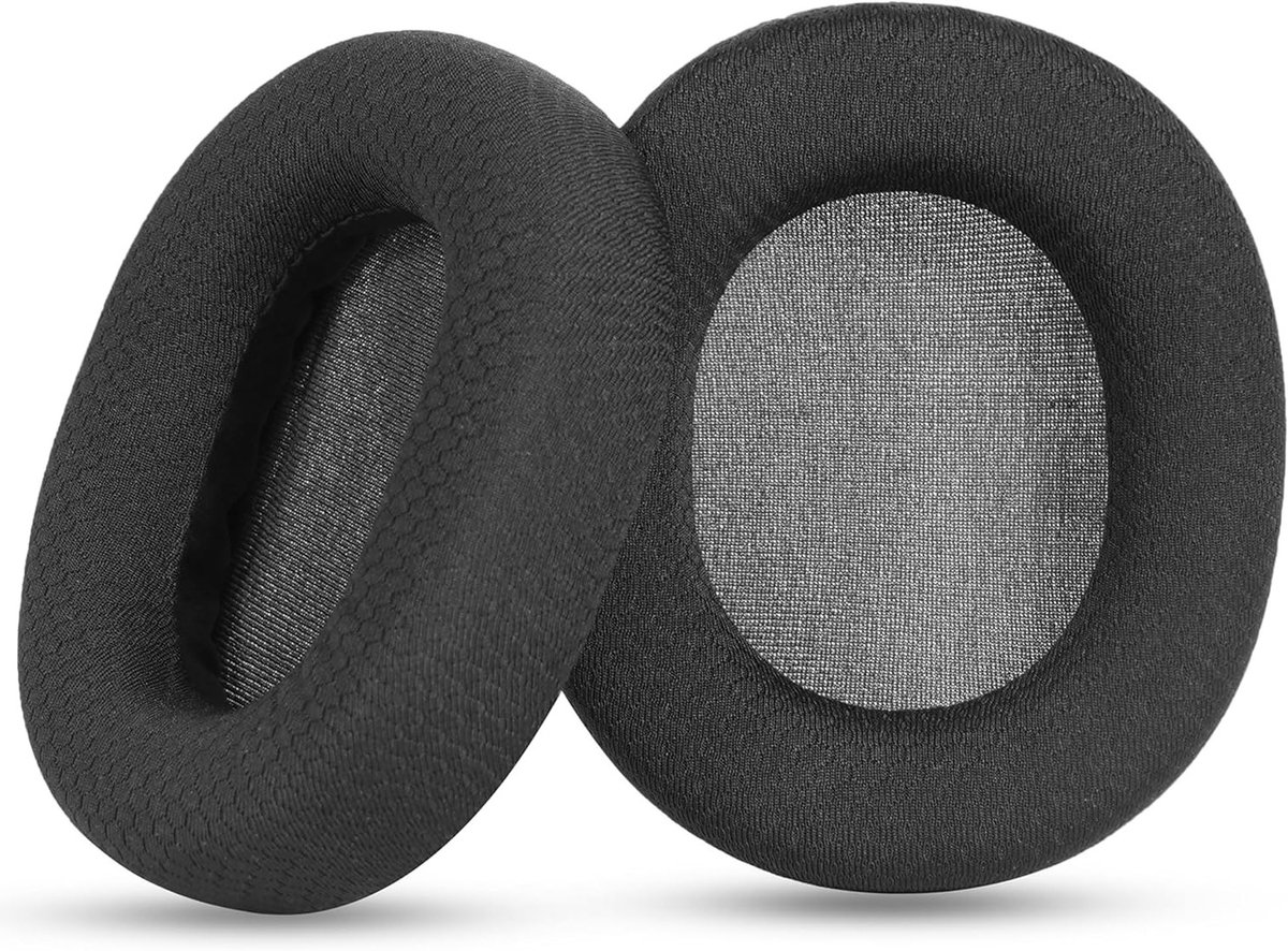 Vervangende oorkussens - Hoofdtelefoon kussens - Muziek luisteren - Slijtvaste stof - 12 x 10 cm - Zwart