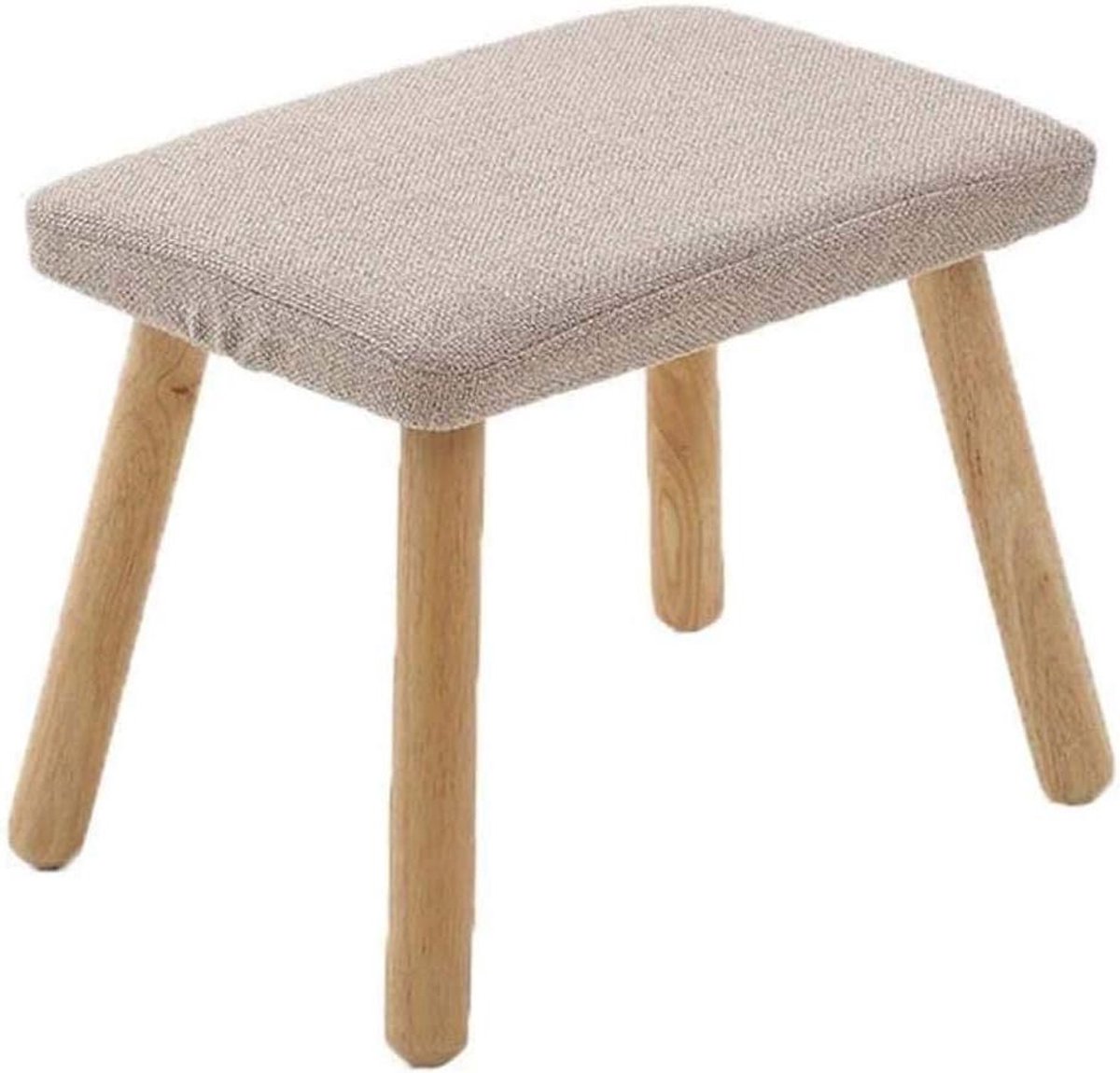 Ottomaanse Kruk - Voetenbank Kruk - Voeten Rusten - Stabiele Houten Poten - 34x27x28cm - Beige