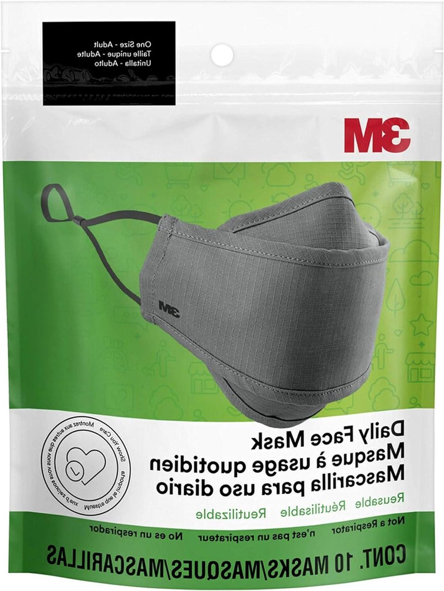 Gezichtsmasker - Wasbaar masker - Dagelijks gebruik - Verstelbare oorlussen - 10 stuks - Grijs