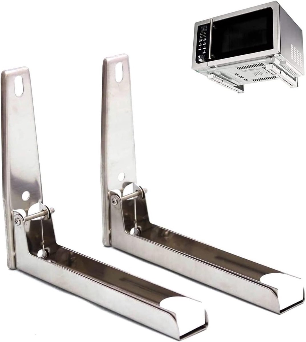 Vouwbare RVS Magnetronhouder - 2 Stuks, Sterke Ondersteuning tot 45 kg voor Magnetrons en Ovens, Ruimtebesparend Ontwerp