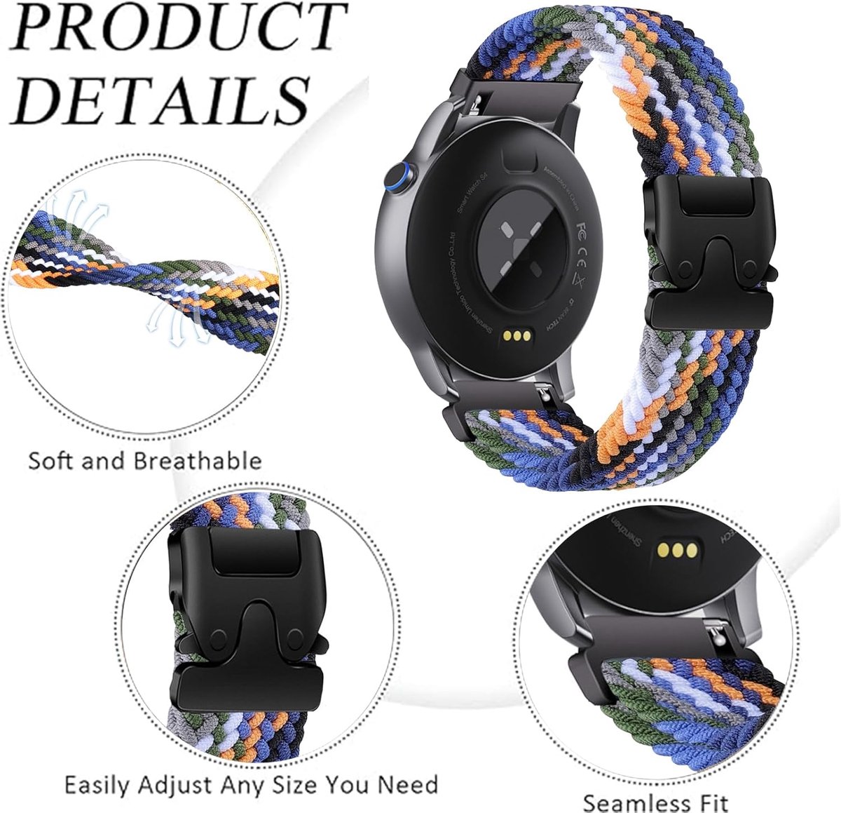 Armband 22mm - Sport Nylon - Vervangende horlogeband - Comfortabel voor Amazfit GTR 47mm/GTR 4/3/3Pro/2 - ShopVlot