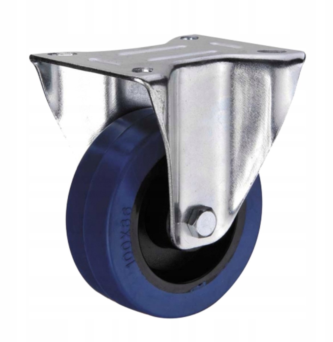 Zwenkwiel 80mm 100kg Blauw Zacht Rubber - Merkloos