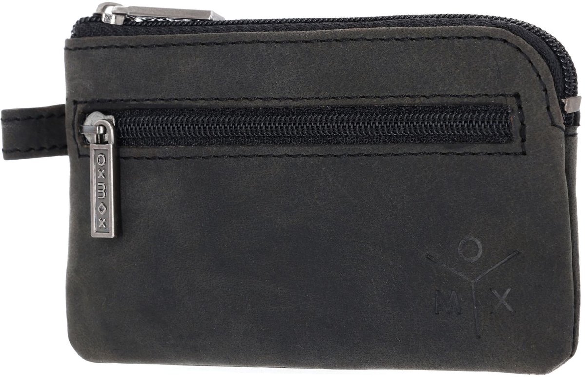 oxmox Leren sleutelgeval Leather Keyholder Ox 2.0 Embossed Vintage Black zwart